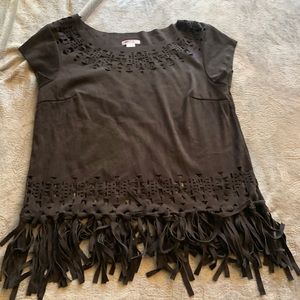 Super cute cut out suede tshirt